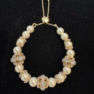 Marchesa Pearl Pave crystal gold  station bracelet